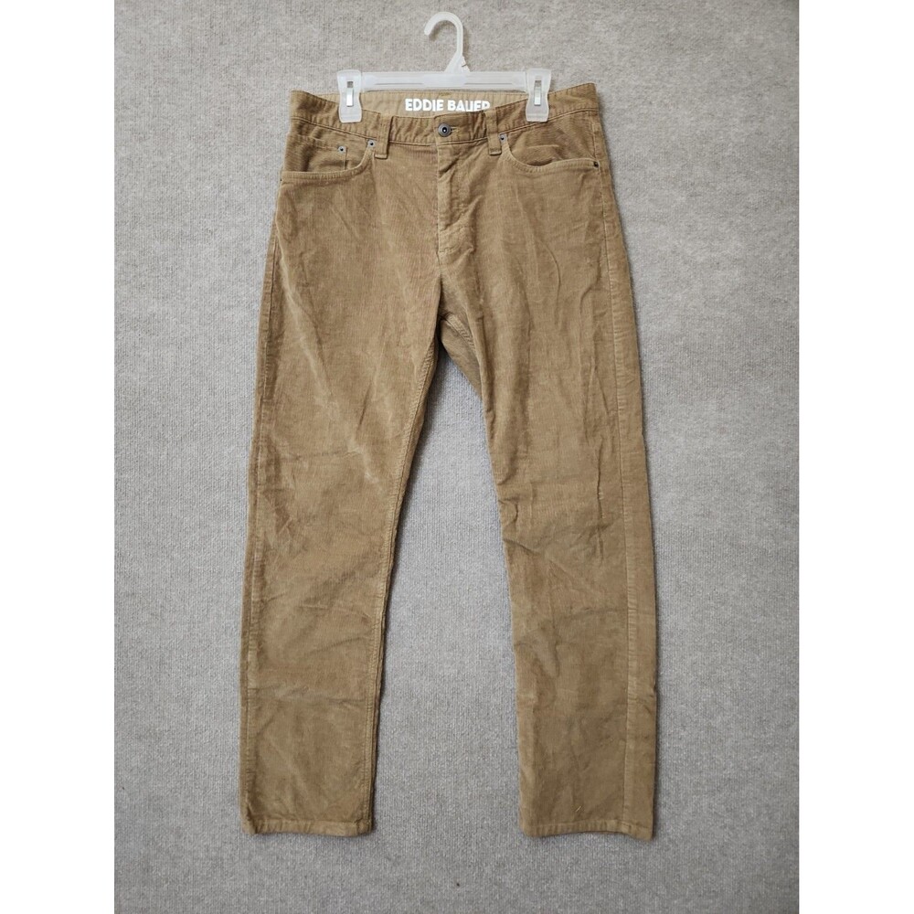 Eddie Bauer Straight Fit Corduroy Pants Mens 34x32 Brown Stretch